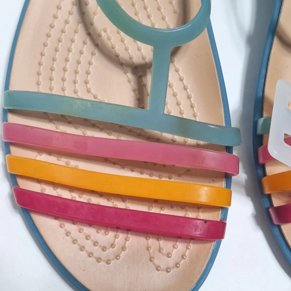 Crocs Isabella Flats Sandals Women 11 Island Strappy Jelly Slip On Huarache Shoe